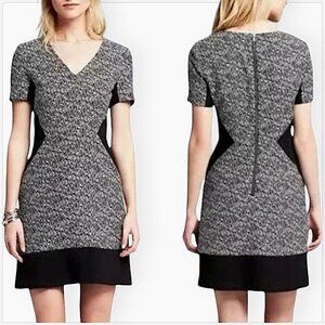 Banana Republic Black Pattern Inset Illusion Slimming Dress NWT NEW 12T 12 Tall